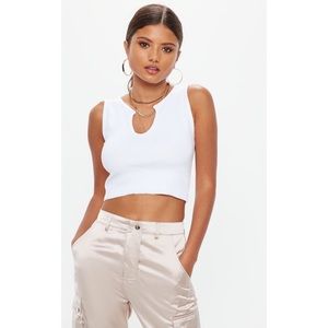 Missguided white notch neck sleeveless crop top